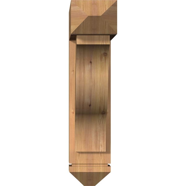 Funston Arts And Crafts Smooth Bracket W/ Offset Brace, Western Red Cedar, 7 1/2W X 28D X 32H